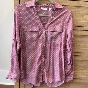 Mauve polka dot blouse from New York and Co